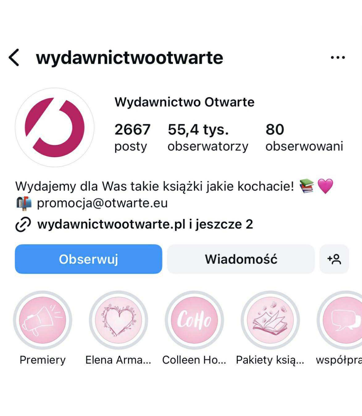 Wydawnictwo otwarte instagram